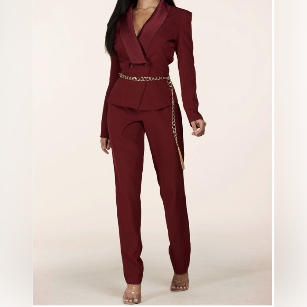Burgundy Jumpsuit with Cut out in back